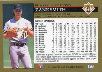 1992 Leaf - Black Gold #96 Zane Smith Back