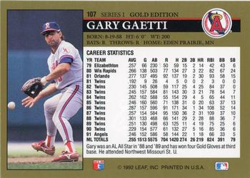 1992 Leaf - Black Gold #107 Gary Gaetti Back