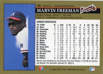 1992 Leaf - Black Gold #110 Marvin Freeman Back