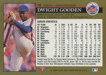 1992 Leaf - Black Gold #112 Dwight Gooden Back