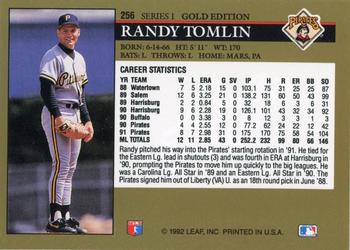 1992 Leaf - Black Gold #256 Randy Tomlin Back