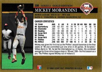 1992 Leaf - Black Gold #330 Mickey Morandini Back