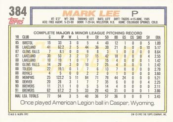 1992 Topps - Gold #384 Mark Lee Back