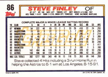 1992 Topps - Gold #86 Steve Finley Back