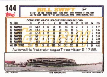 1992 Topps - Gold #144 Bill Swift Back