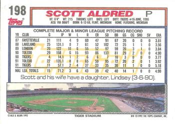 1992 Topps - Gold #198 Scott Aldred Back