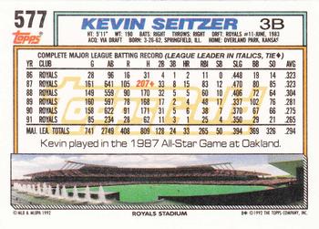 1992 Topps - Gold #577 Kevin Seitzer Back