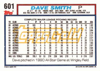 1992 Topps - Gold #601 Dave Smith Back