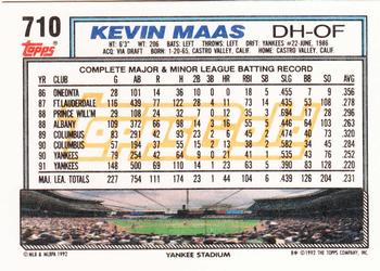 1992 Topps - Gold #710 Kevin Maas Back