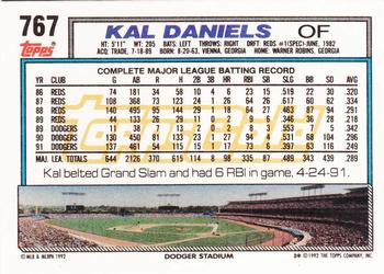 1992 Topps - Gold #767 Kal Daniels Back
