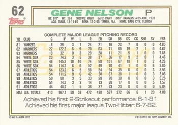 1992 Topps - Gold #62 Gene Nelson Back