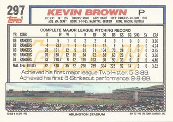 1992 Topps - Gold Winners #297 Kevin Brown Back