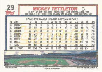 1992 Topps - Gold Winners #29 Mickey Tettleton Back