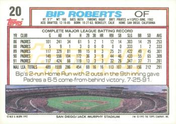 1992 Topps - Gold Winners #20 Bip Roberts Back