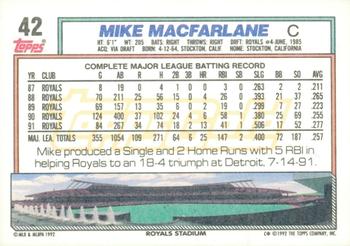 1992 Topps - Gold Winners #42 Mike Macfarlane Back