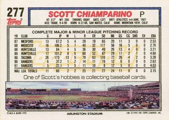 1992 Topps - Gold Winners #277 Scott Chiamparino Back