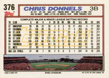 1992 Topps - Gold Winners #376 Chris Donnels Back