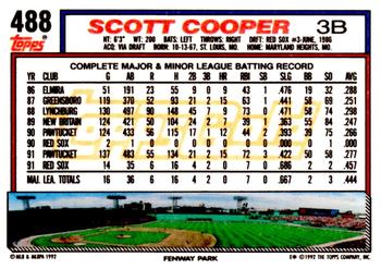 1992 Topps - Gold Winners #488 Scott Cooper Back