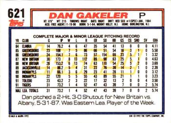 1992 Topps - Gold Winners #621 Dan Gakeler Back