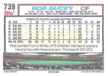 1992 Topps - Gold Winners #739 Rob Ducey Back