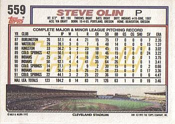 1992 Topps - Gold Winners #559 Steve Olin Back