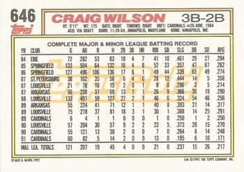 1992 Topps - Gold Winners #646 Craig Wilson Back