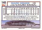1992 Topps Micro #140 Mark Grace Back