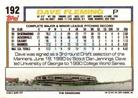1992 Topps Micro #192 Dave Fleming Back