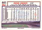 1992 Topps Micro #441 Rob Deer Back