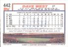 1992 Topps Micro #442 Dave West Back