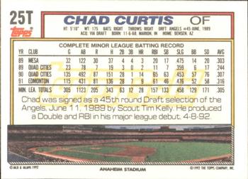 1992 Topps Traded - Gold #25T Chad Curtis Back