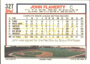 1992 Topps Traded - Gold #32T John Flaherty Back