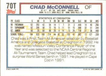 1992 Topps Traded - Gold #70T Chad McConnell Back