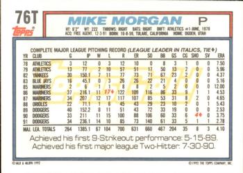 1992 Topps Traded - Gold #76T Mike Morgan Back