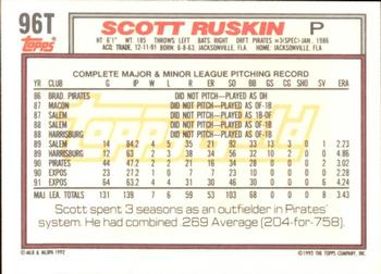 1992 Topps Traded - Gold #96T Scott Ruskin Back