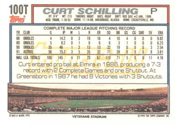 1992 Topps Traded - Gold #100T Curt Schilling Back
