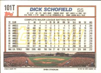 1992 Topps Traded - Gold #101T Dick Schofield Back