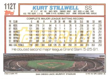 1992 Topps Traded - Gold #112T Kurt Stillwell Back