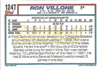 1992 Topps Traded - Gold #124T Ron Villone Back
