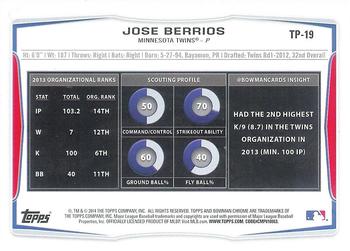 2014 Bowman Draft - Top Prospects #TP-19 Jose Berrios Back