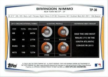 2014 Bowman Draft - Top Prospects #TP-30 Brandon Nimmo Back
