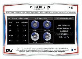 2014 Bowman Draft - Top Prospects #TP-62 Kris Bryant Back