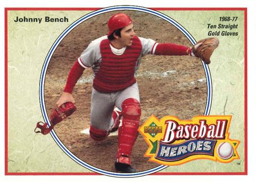 1992 Upper Deck - Baseball Heroes: Johnny Bench and Joe Morgan Box Bottoms #NNO Johnny Bench Front