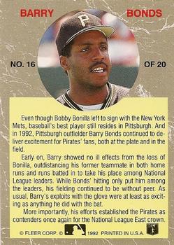1992 Ultra - All-Stars #16 Barry Bonds Back