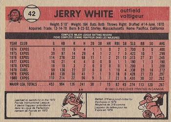 1981 O-Pee-Chee - Gray Back #42 Jerry White Back