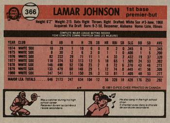 1981 O-Pee-Chee - Gray Back #366 Lamar Johnson Back