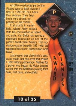 1992 Ultra - Award Winners #10 Andy Van Slyke Back