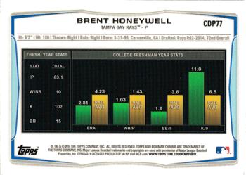2014 Bowman Draft - Chrome #CDP77 Brent Honeywell Back