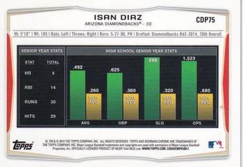 2014 Bowman Draft - Chrome #CDP75 Isan Diaz Back