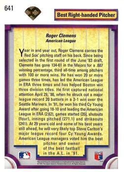 1992 Upper Deck - Gold Hologram #641 Roger Clemens Back